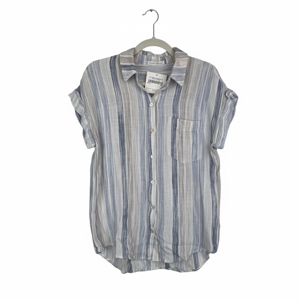 Bécool Linen Blend Dolman Sleeve Striped Shirt Size S NWT